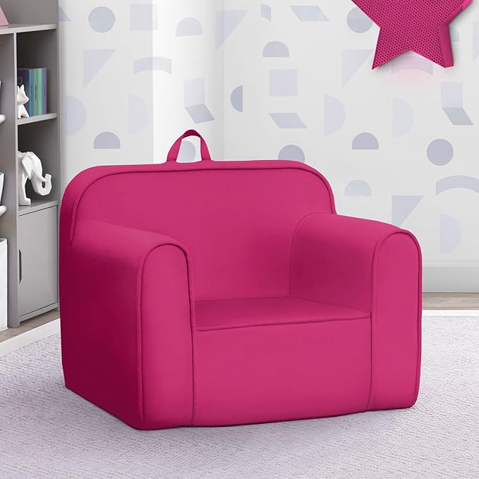 Delta Children Cozee Chair -Foam Kids Chair for Ages 18 Months and Up, Hot Pink - LeafyLoom