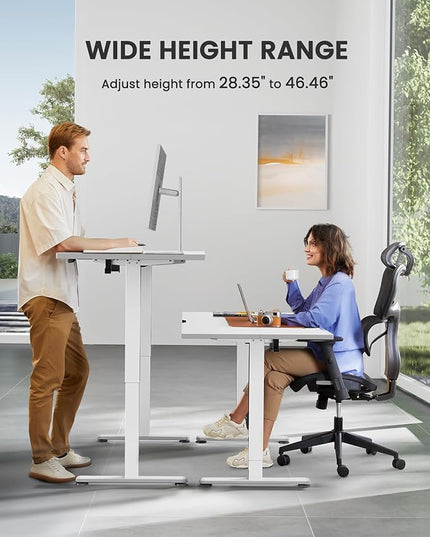 ErGear Height Adjustable Electric Standing Desk, 40 x 24 Inches Sit Stand up Desk, Memory Computer Home Office Desk (White) - LeafyLoom