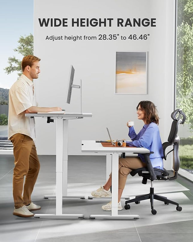 ErGear Height Adjustable Electric Standing Desk, 40 x 24 Inches Sit Stand up Desk, Memory Computer Home Office Desk (White) - LeafyLoom