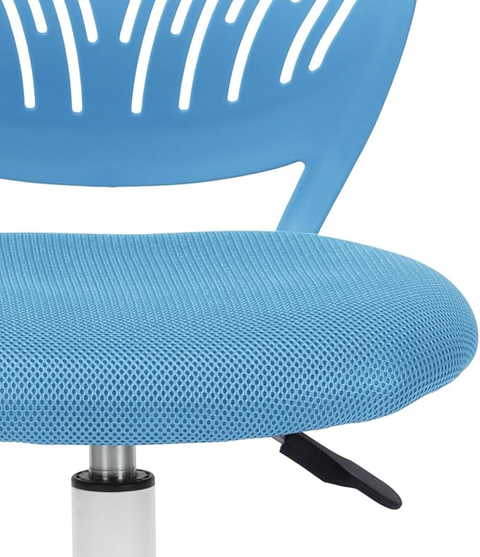 FurnitureR Writing Task Chair 360 Swivel,Low Mid PP Mesh Back Fabric Seat, Height Adjustable, Rolling Castor,W15.7”xD15.2”x H29.5-34.2",Blue - LeafyLoom