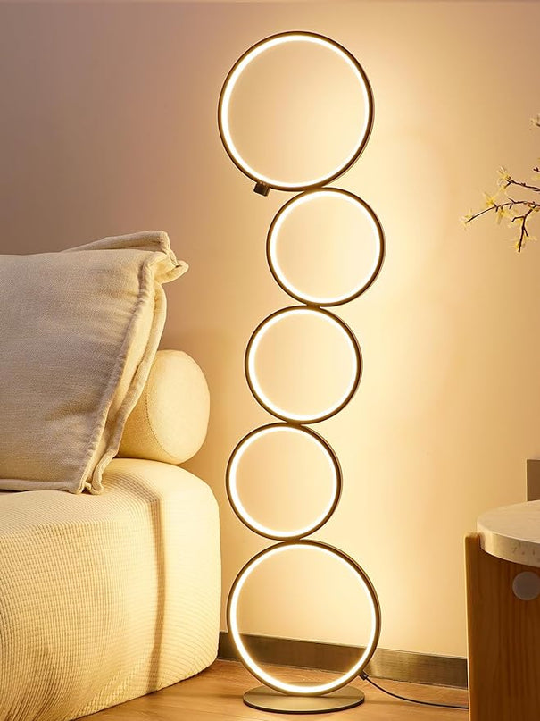 NUÜR 43.3" Modern Floor Lamp, LED Floor Lamp for Living Room, Dimmable, Circle Standing Lamp, Energy-Saving, Unique Lamp for Bedroom, Office, Home - LeafyLoom