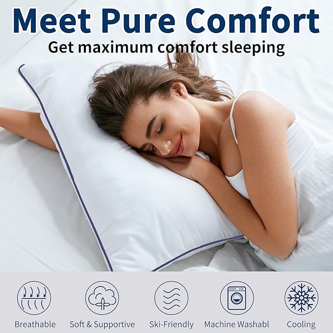 Bed Pillows for Sleeping-2 Pack King Size Set of 2 Pillow for Side Back and Stomach Sleepers， Down Alternative Filling Luxury Soft Quality with Premium Plush Pillows(King, White) - LeafyLoom