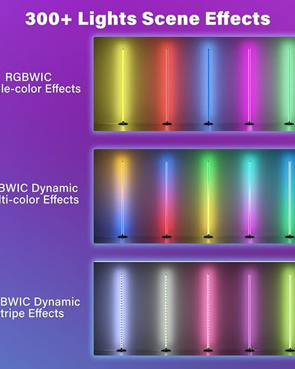 Buyya LED RGB Corner Floor Lamp, 50 Inch Upgrade RGB Corner Lights 16 Million Colors Changing Music Sync with Smart APP Atmosphere Lighting Smart LED Floor Lamps for Living Room Bedroom - LeafyLoom
