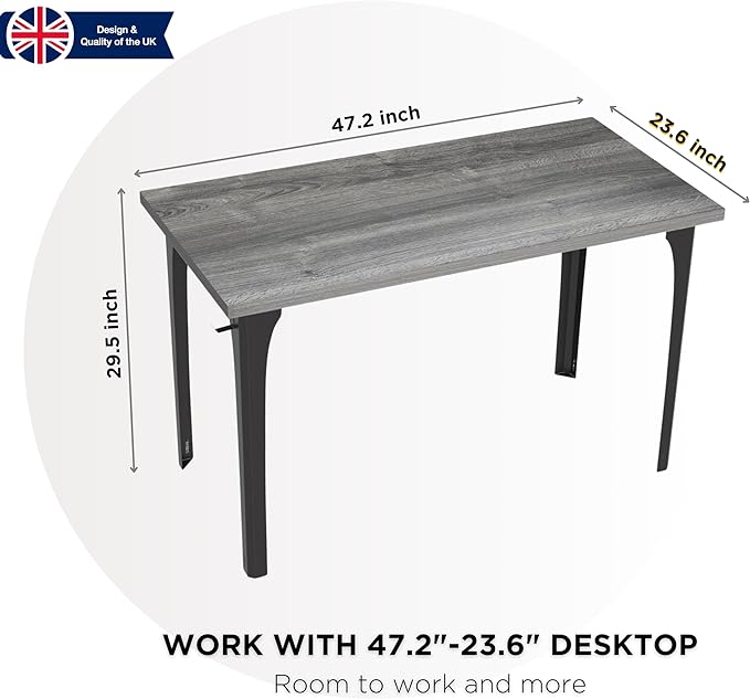 Home Office Computer Desk 47.2x23.6 inch gaming Desk, Modern and Minimalist home office desk, Home Office Desks, Study Desk, Craft table Black Metal Designed Frame, Gray Oak Board color. - LeafyLoom
