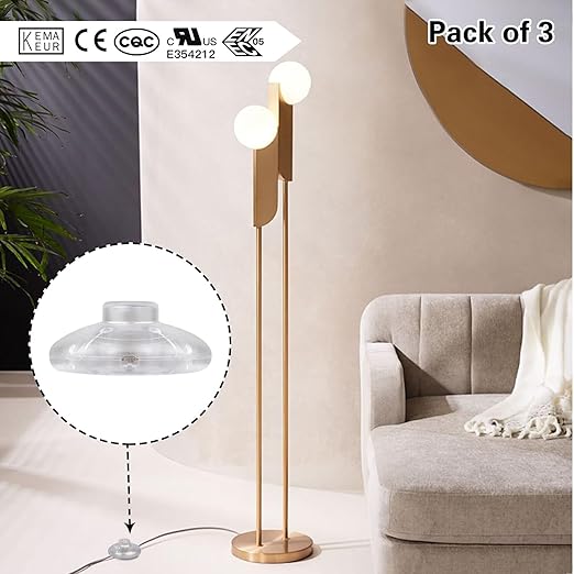 3Pcs Floor Lamp Foot Switch, Clear Foot Pedal Switch, Round Floor Lamps Foot Inline Switch, Step ON Off Spring Push Button, for Control Replacement Floor Lamp Extension Cord Parts - Pack of 3 - LeafyLoom
