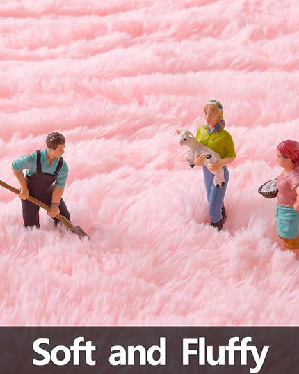 Pink Round Rug for Bedroom, Super Fluffy Circle Rugs for Baby Nursery, 5'X5' Feet Furry Carpet for Children Kids Room, Cute Soft Shaggy Rug for Girls Home Decor, Fuzzy Plush Carpets for Dorm - LeafyLoom