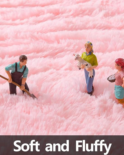 Pink Round Rug for Bedroom, Super Fluffy Circle Rugs for Baby Nursery, 4'X4' Feet Furry Carpet for Children Kids Room, Cute Soft Shaggy Rug for Girls Home Decor, Fuzzy Plush Carpets for Dorm - LeafyLoom
