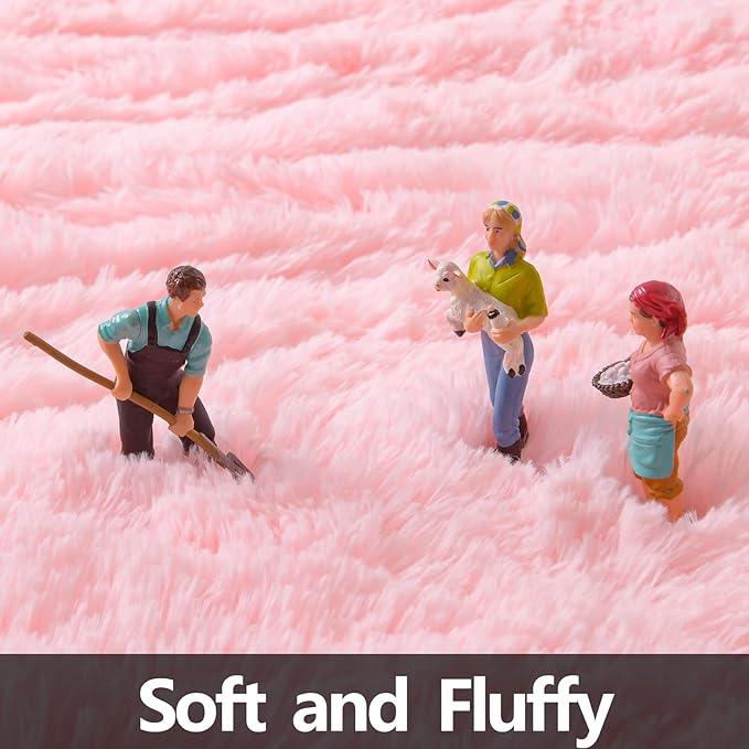 Pink Round Rug for Bedroom, Super Fluffy Circle Rugs for Baby Nursery, 4'X4' Feet Furry Carpet for Children Kids Room, Cute Soft Shaggy Rug for Girls Home Decor, Fuzzy Plush Carpets for Dorm - LeafyLoom