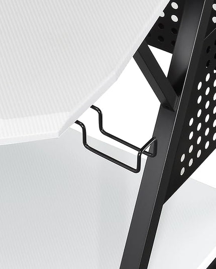 NicBex Laik-DW-00055-DX Desks, 67" W x 38" D x 42" H, White+Black - LeafyLoom