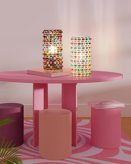 Colorful Bead Lamp-Cute Table Lamp for Girls Room, Unique Lampshade, Bulb included - LeafyLoom