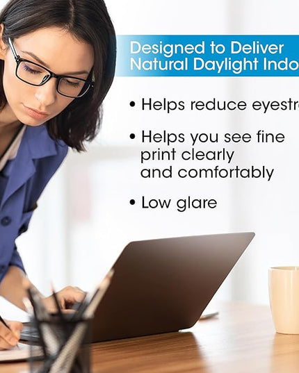 OttLite LED Desk Lamp with Flexible Neck (Black) - Slim Desk Lamp with 3 Brightness Settings & Touch Activated Controls - Energy-Efficient Natural Daylight LEDs for Home Office, Desk, & Dorms - LeafyLoom