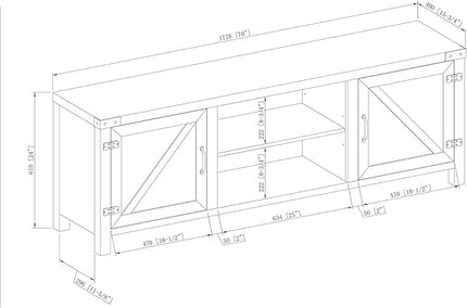 Walker Edison Georgetown Modern Farmhouse Double Barn Door TV Stand for TVs up to 80 Inches, 70 Inch, White Oak, Without Fireplace - LeafyLoom