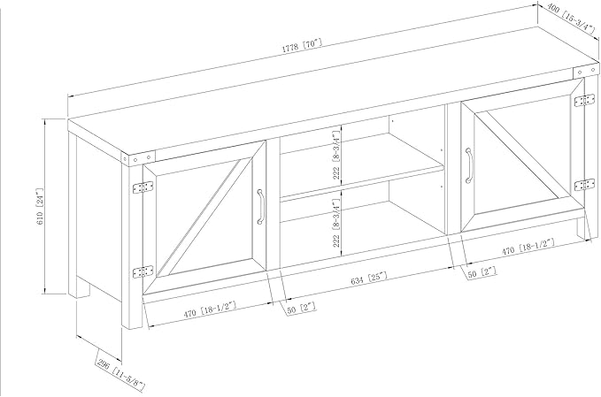 Walker Edison Georgetown Modern Farmhouse Double Barn Door TV Stand for TVs up to 80 Inches, 70 Inch, White Oak, Without Fireplace - LeafyLoom
