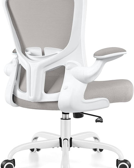 Ergonomic Office Chair, Lumbar Support Desk Chair with Flip-up Armrest and Breathable Mesh, Height Adjustable Swivel Office Chair LightGray - LeafyLoom