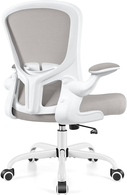 Ergonomic Office Chair, Lumbar Support Desk Chair with Flip-up Armrest and Breathable Mesh, Height Adjustable Swivel Office Chair LightGray - LeafyLoom