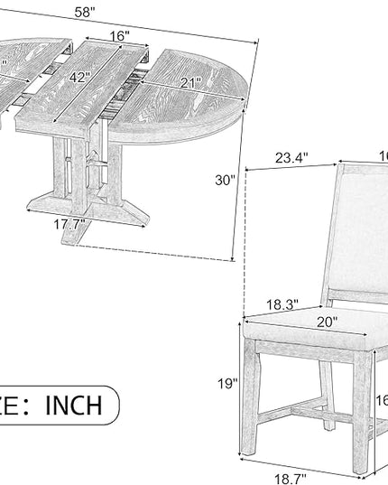 Extendable Round Upholstered, X-Shape Base, Modern Small Kitchen Chairs Room Home Furniture Breakfast Nook, Dining Table Set for 4-6, Natural - LeafyLoom