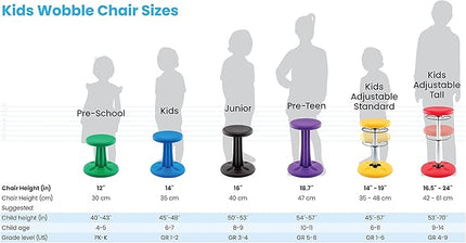 Kore Kids Preschool Wobble Chair - Flexible Seating Stool for Classroom, Preschool, Kindergarten & Elementary School - Age 4-5 yrs, Purple (12in) - LeafyLoom