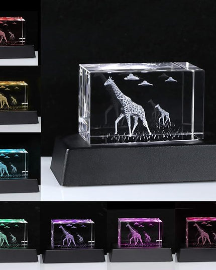 Qianwei Giraffe Gifts for Giraffe Lovers, Giraffe Decor Figurine Statue Stuff 3D Crystal Gifts Paperweight Birthday for Best Friend Kids Keepsake&Paperweight - LeafyLoom