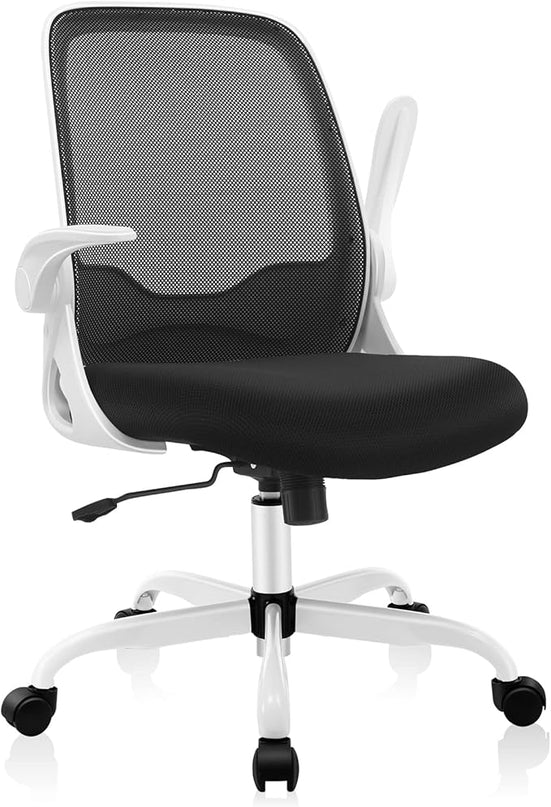 KERDOM Office Chair, Ergonomic Desk Chair, Breathable Mesh Computer Chair, Comfy Swivel Task Chair with Flip-up Armrests and Adjustable Height - LeafyLoom
