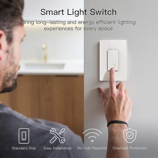 TREATLIFE Smart Switch 4 Pack, 2.4Ghz Smart Light Switch WiFi Light Switch Single-Pole, Neutral Wire Required, Works with Alexa, Google Home and SmartThings, Smart Home Remote Control, FCC Listed TREATLIFE