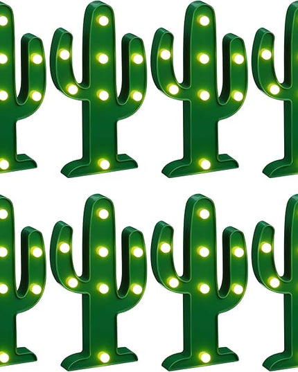 8 Pcs LED Night Light Cactus Night Table Lamp Cactus Party Decorations Cute Mini Cactus Lamp LED Cactus Light for Bedroom Garden Home Cinco De Mayo Mexican Party Decor Gift (10 x 5.71 x 1.1 In) - LeafyLoom