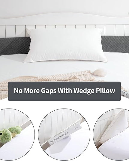 Pillow Wedge for Headboard Gap,Bed Gap Filler Queen Size,Foldable Bed Wedge Pillow for Headboard,Grey Bed Wedge Gap Filler,Foam Mattress Gap Filler,60"x6"x6" - LeafyLoom