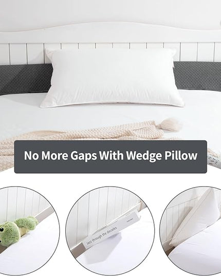 Pillow Wedge for Headboard Gap,Bed Gap Filler Full Size,Foldable Bed Wedge Pillow for Headboard,Grey Bed Wedge Gap Filler,Foam Mattress Gap Filler,54"x6"x6" - LeafyLoom