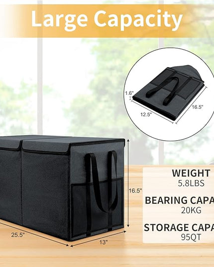 Large Toy Box for Boys Girls Toy Chest Kids Toy Storage Organizer Collapsible Toy Storage Bin Basket with Two Mesh Pockets for Nursery Playroom Bedroom Living Room Organization - LeafyLoom