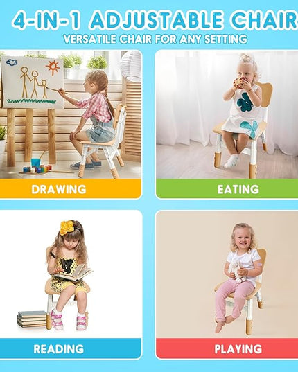 Kids Chair Height Adjustable Toddler Chair Max Load 220LBS Plastic Indoor Outdoor Chair for Children Age 1-6 School Home Daycare Use Burlywood - LeafyLoom