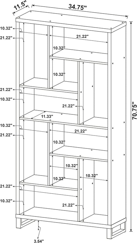 Coaster Home Furnishings Delwin 10-Shelf Bookcase Antique Nutmeg - LeafyLoom