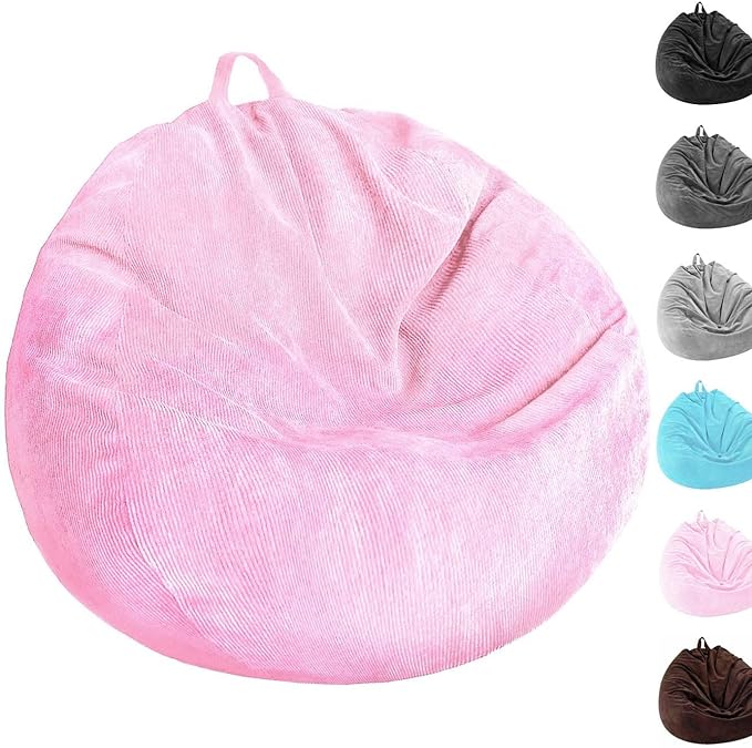 Kisoy Bean Bag Chair Cover (No Filler) Stuffed Animal Storage Bean Bag Cover Pets Dogs/Cats Lazy Beds. Washable Ultra Soft Corduroy Stuffed for Organizing Plush Toys or Textile, Sack Bean Bag - LeafyLoom
