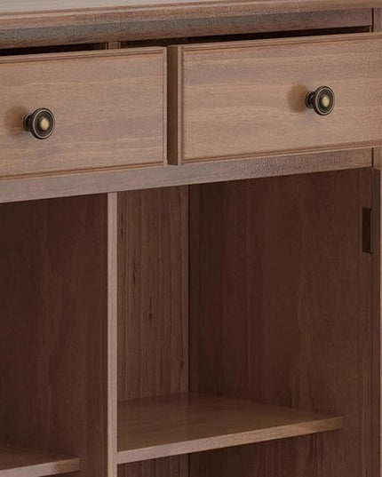 SIMPLIHOME Connaught Solid Wood 40 Inch Wide Traditional Entryway Storage Cabinet in Medium Saddle Brown, for The Living Room, Entryway and Family Room - LeafyLoom