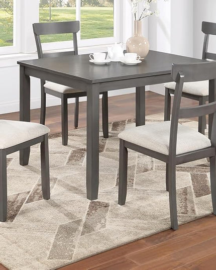 NicBex Kitchen Table Set for 4 Dining Table Classic Stylish 5Pc Dining Set Kitchen Dinette Wooden Top Table and Chairs Cushions Seats Ladder Back Chair Dining Room, Natural+Grey - LeafyLoom