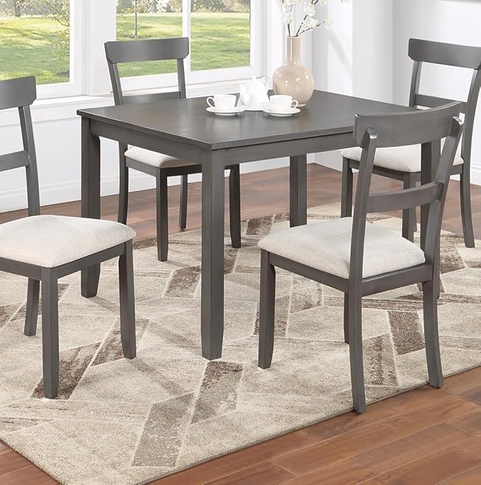 NicBex Kitchen Table Set for 4 Dining Table Classic Stylish 5Pc Dining Set Kitchen Dinette Wooden Top Table and Chairs Cushions Seats Ladder Back Chair Dining Room, Natural+Grey - LeafyLoom