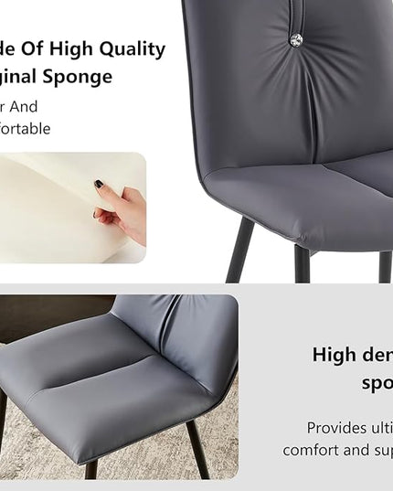 YOUTASTE Dining Chairs Set of 2 Mid Century Modern Upholstered Leather Kitchen Chairs Soft Padded Side Chairs with Metal Legs for Living Room Bedroom, Blueberry Purple - LeafyLoom