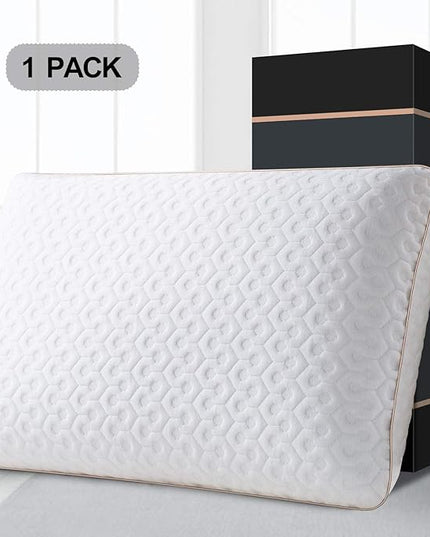 BedStory Memory Foam Pillow Queen - Medium Firm Gel Foam Pillows for Sleeping - Orthopedic Queen Size Bed Pillows for Neck Pain - Stomach & Back Sleepers - LeafyLoom