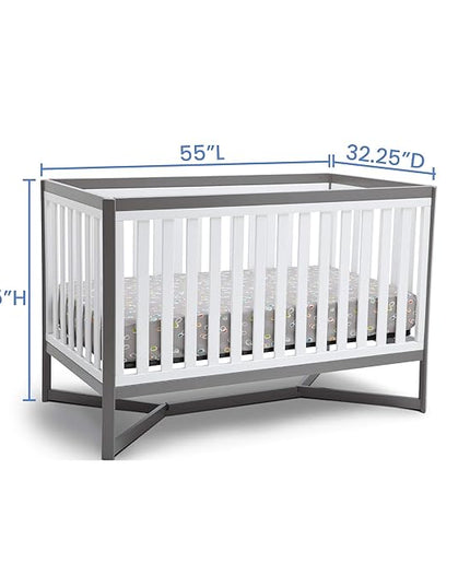 Delta Children Tribeca 4-in-1 Convertible Crib, White/Grey - LeafyLoom