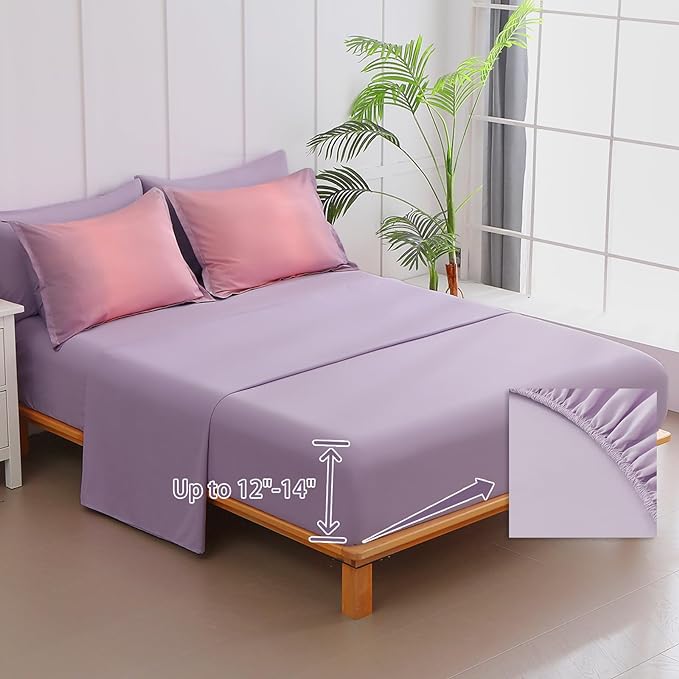 Dinjoy Girls Comforter Set Twin XL Size Rainbow Ombre Pink Purple Light Blue Bedding Set Gradient 6 Pieces Bed in A Bag for Kids Teen Women(1 Comforter, 1 Flat Sheet, 1 Fitted Sheet) - LeafyLoom