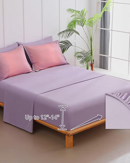 Dinjoy Girls Comforter Set King Size Colorful Rainbow Ombre Pink Purple Light Blue Bedding Set Gradient 7 Pieces Bed in A Bag for Kids Teen Women(1 Comforter, 1 Flat Sheet, 1 Fitted Sheet) - LeafyLoom