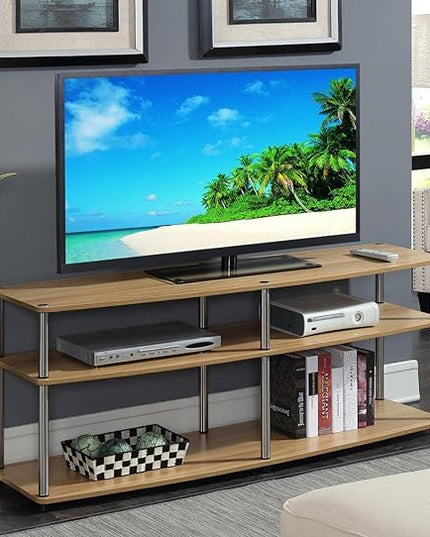 Convenience Concepts Designs2Go 3 Tier 60" TV Stand, Light Oak - LeafyLoom