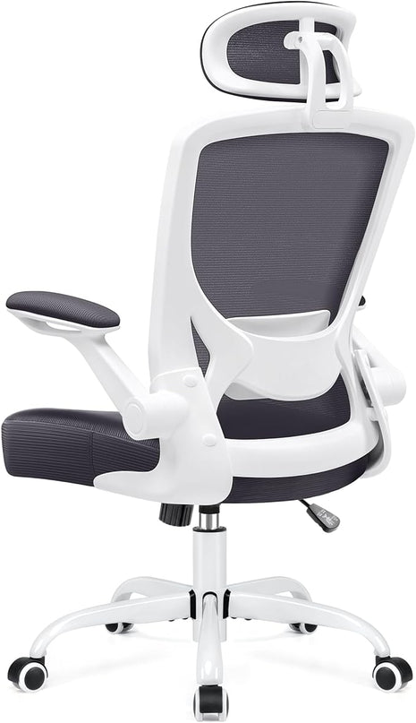 KERDOM Ergonomic Office Chair, Lumbar Support Computer Chair with Headrest and Flip-up Arms, Breathable Mesh Desk Chair, Swivel Task Chair, Adjustable Height Gaming Chair, Darkgray - LeafyLoom