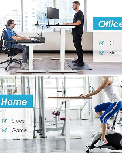 Electric, Single Motor Height Adjustable 2 Button Controller, Table Base for Work Home Office Computer Workstation Standing Desk Frame, White - LeafyLoom