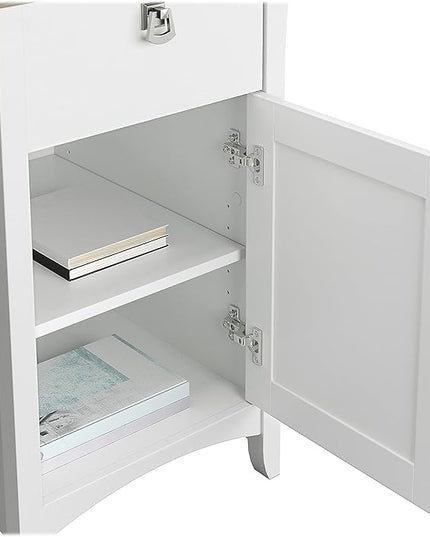 Bush Furniture Salinas L-Shaped Desk with Storage | Study Table with Drawers & Cabinets | Home Office Computer Desk in Pure White and Shiplap Gray - LeafyLoom