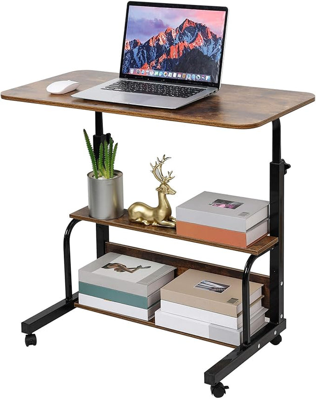Portable Computer Desk Adjustable Home Office Desk Bedside Universal Movable Table Small Spaces Furniture Storage Convenient Desk Home Office Living Room Sofa Desk Size 15.7 * 31.5 Inch,Brownish - LeafyLoom