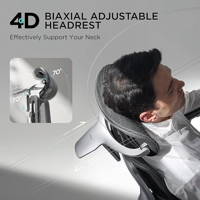 Hbada E3 Ergonomic Office Chair, Big and Tall Office Chair - with 3-Zone Dynamic Lumbar Support, 4D Adjustable Headrest, 6D Adjustable Armrests, Swivel Computer Chair for Home Office, Black - LeafyLoom