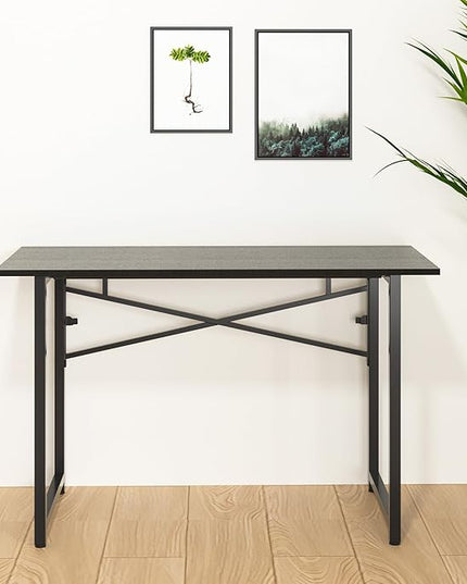 47 Inch Foldable Computer Desk, Folding Space-Saving Home Office Table, Study Writing Gaming Workstation for Small Space, No Assembly Needed,Black - LeafyLoom