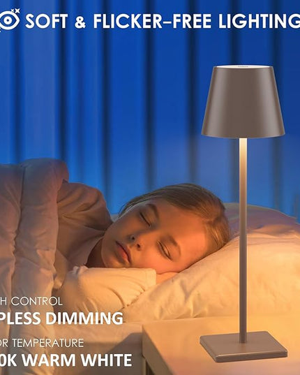 2 Packs LED Cordless Table Lamp, Rechargeable Battery Desk lamp 5500mAh Battery Operated Stepless Dimming Modern Portable Table Light for Restaurant/Table/Bedroom/Outdoor IP54 Waterproof (Rust Red) - LeafyLoom