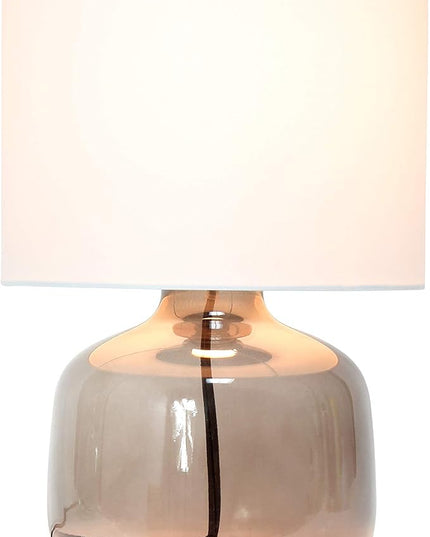 Simple Designs LT2064-SMW Smokey Glass Table Lamp with White Fabric Shade (Pack of 4) - LeafyLoom
