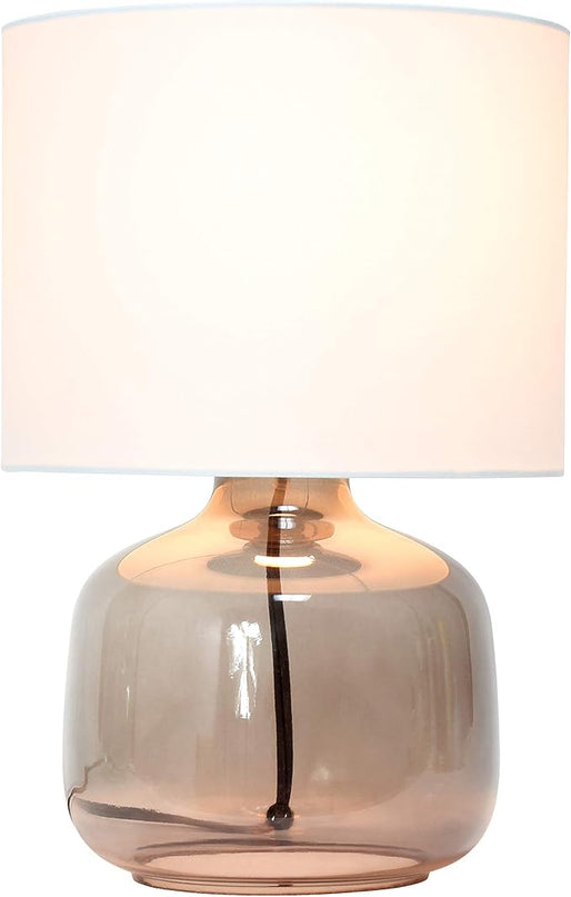 Simple Designs LT2064-SMW Smokey Glass Table Lamp with White Fabric Shade (Pack of 4) - LeafyLoom