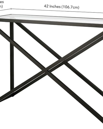 Calix 42'' Wide Rectangular Console Table in Blackened Bronze - LeafyLoom